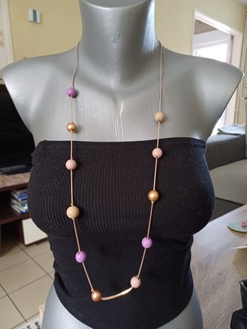 Sautoir mauve et doré