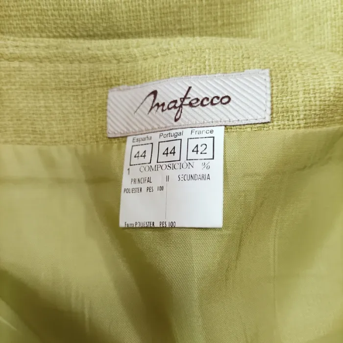 Ensemble jupe et veste Mafecco vert anis, coupe droite, tissu texturé, taille 42 A1209 - photo numéro 10