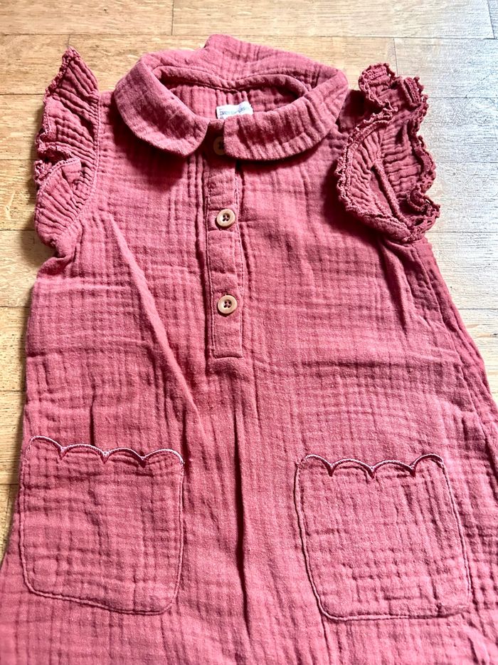 💖 Craquante Combinaison  Bébé Verbaudet - 9 Mois - Gaze de Coton Corail 💖 - photo numéro 5