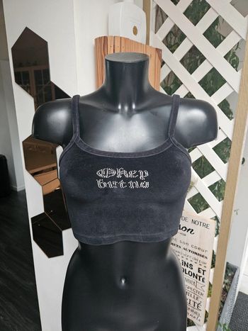 Bershka top velours noir XXS