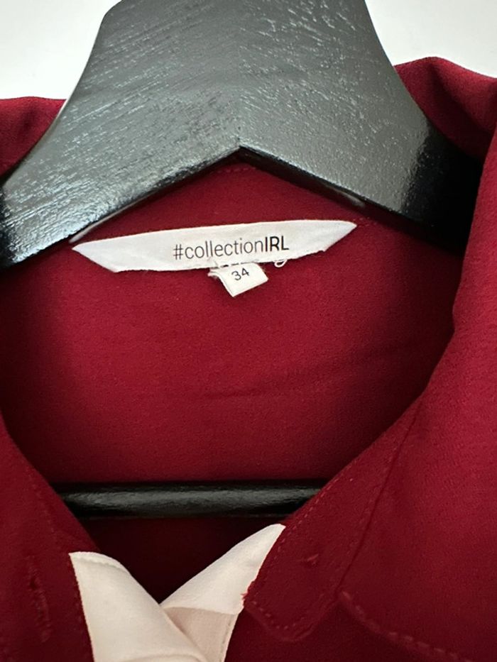 Chemisier Bordeaux et blanc Taille 34 - photo numéro 2