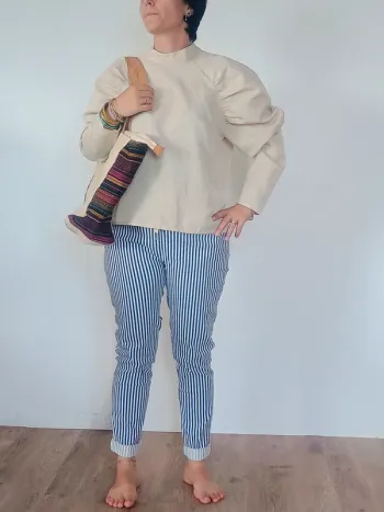 Pantalon rayé bleu/blanc Talia – T36 – Neuf