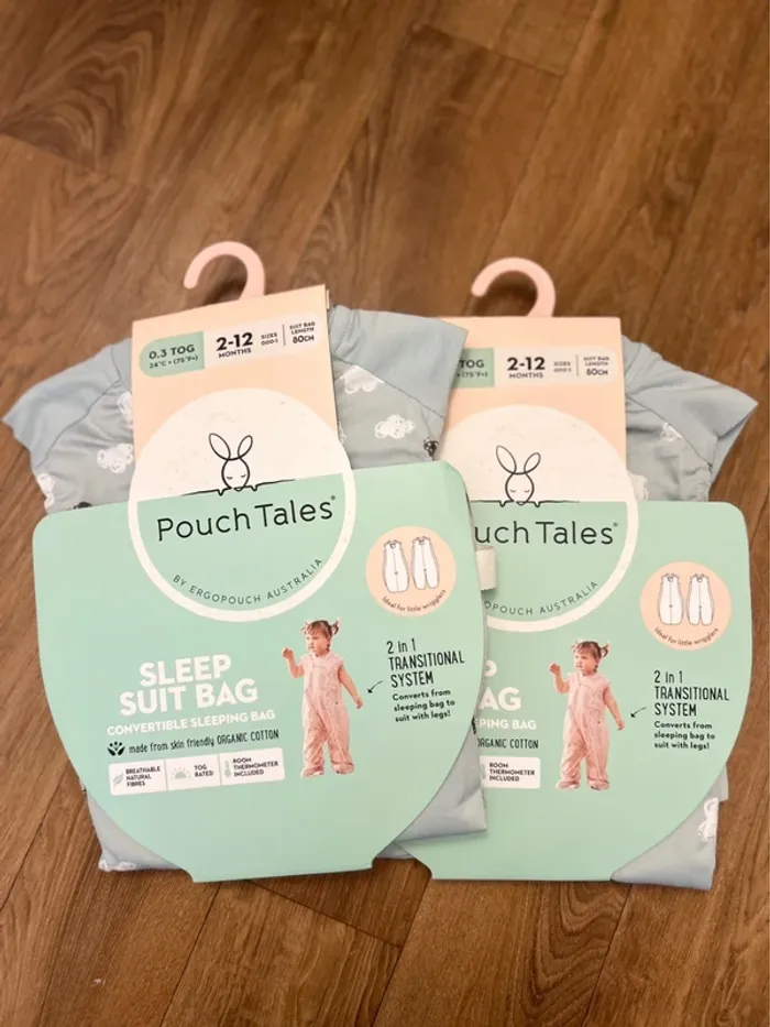 (New) Pack of 2 summer baby sleep bags 2-12m