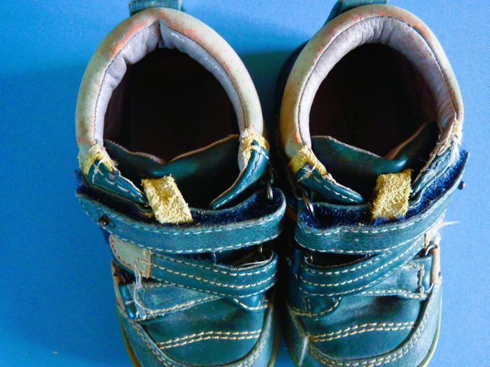 Baskets garçon complice 23 chaussure cuir bleu scratch TBE