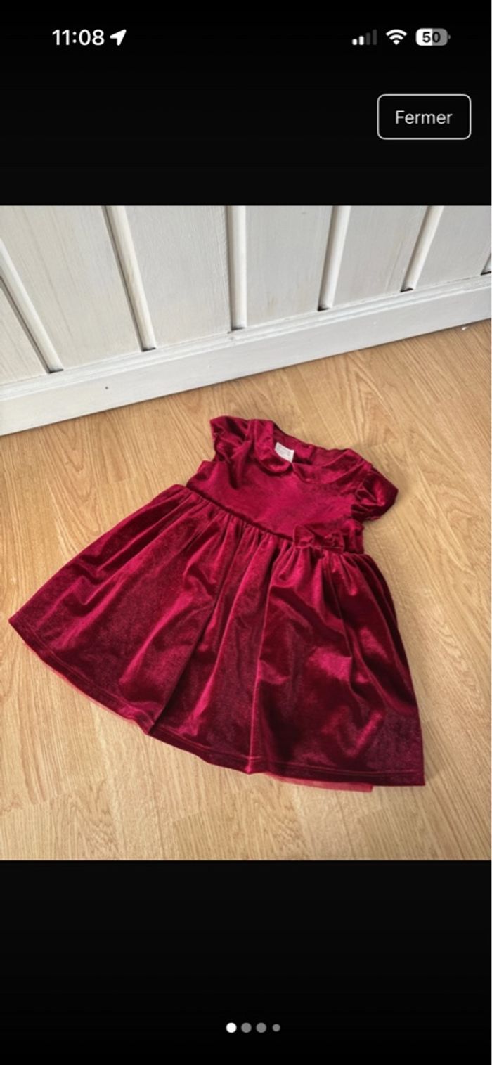 Robe rouge h&m fille taille 12/18 mois - photo numéro 1