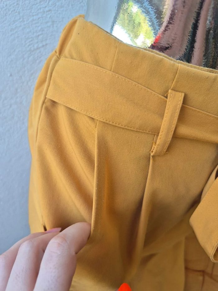 Pantalon uni élastique avec ceinture - photo numéro 5