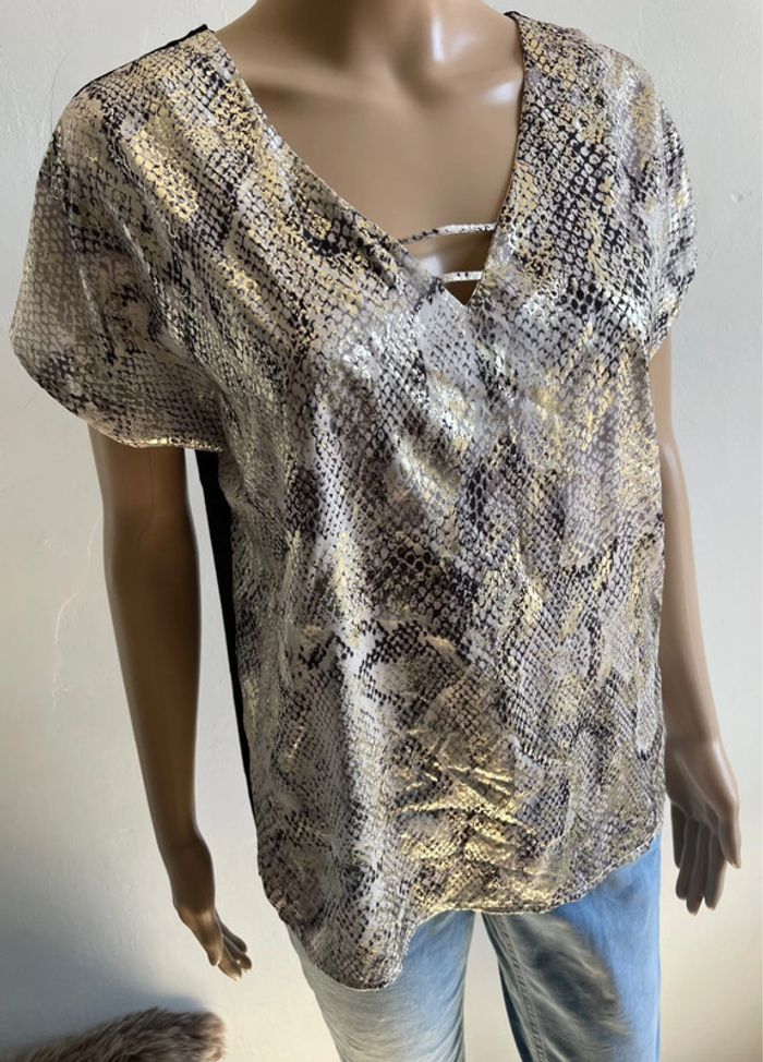 🐍👚 Top effet peau de serpent Camaïeu T.38 🐍👚