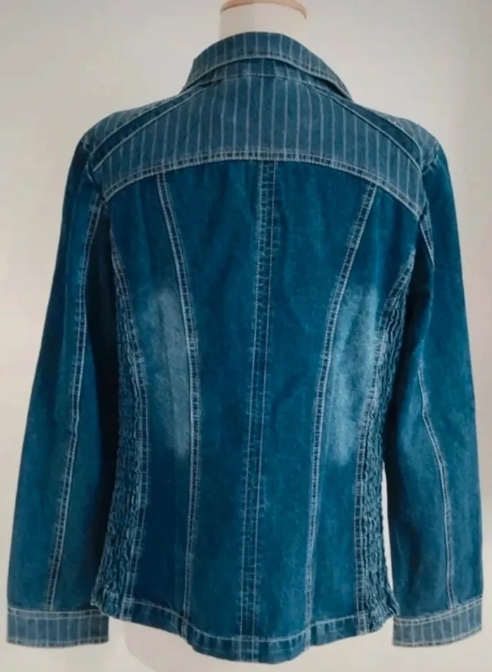 Jolie veste en jean bleu Saturne taille 40 - photo numéro 3