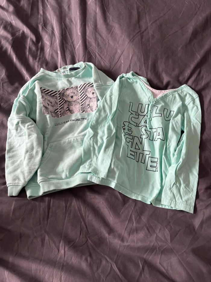 t-shirt + sweatshirt lulu castagnette 4ans