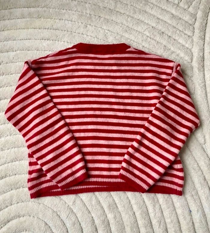 Pull rayé rose & rouge – Taille M – NEUF jamais porté - photo numéro 2