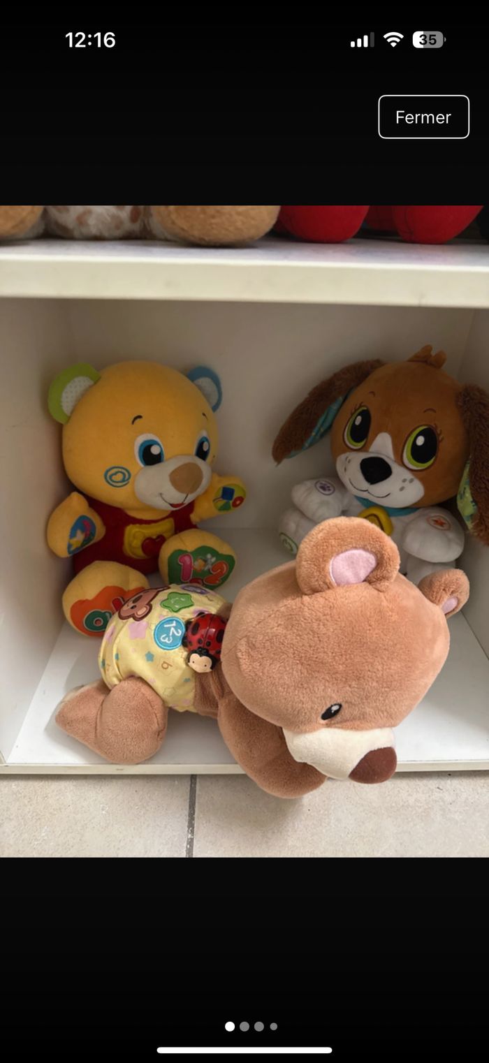 Lot de 3 peluches interactifs excellent état