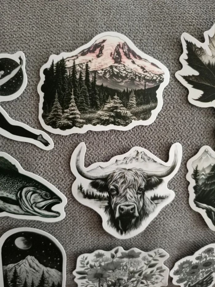 15 autocollants sépia noir et blanc - photo numéro 3