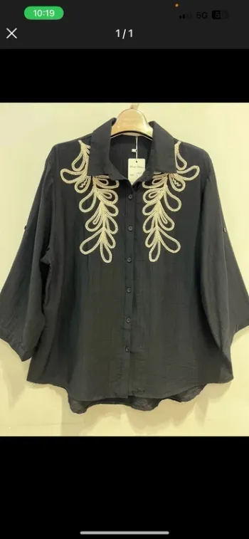 top femme chemise femme blouse femme taille 40 noir brodé