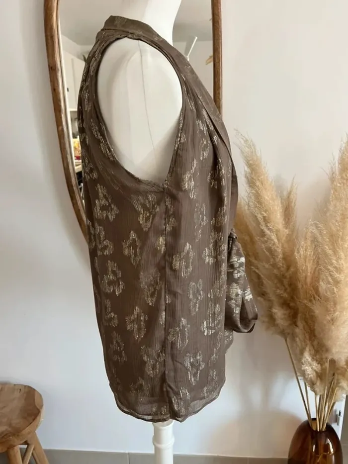 Blouse sans manches marron et doré Stella McCarteney - photo numéro 4