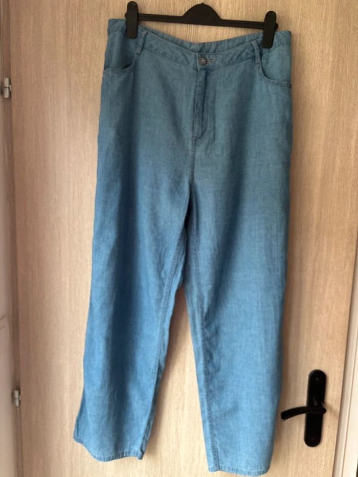 Sublime pantalon en lin et coton couleur jean- Harris Wilson - T42 - photo numéro 2
