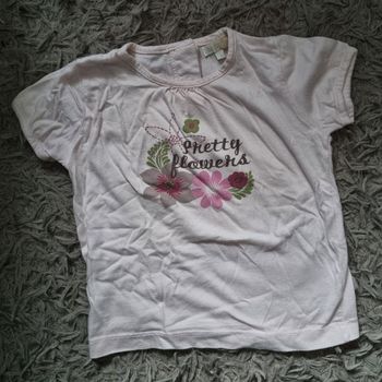 T-shirt rose imprimé fleurs 24mois