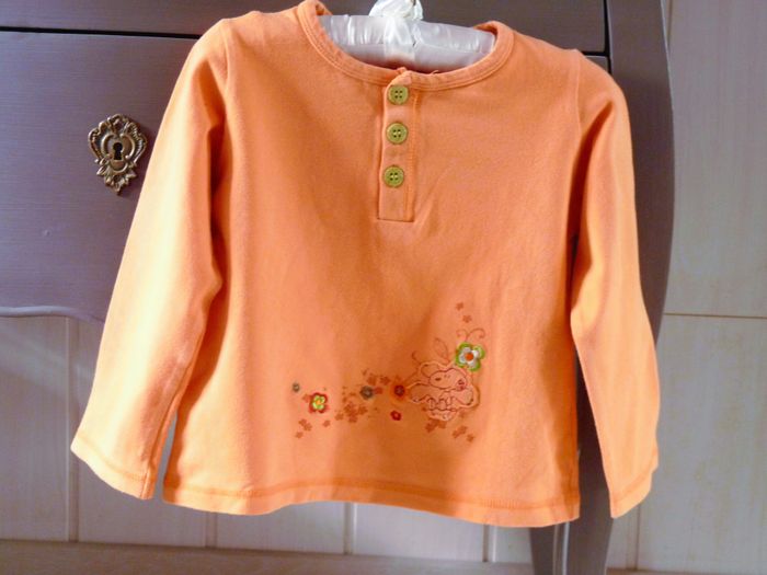 T-shirt Fille 4 ans chien Snoopy orange manches longues TBE
