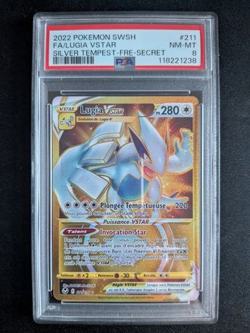 Pokémon carte Lugia Vstar gold tempête argenté PSA 8