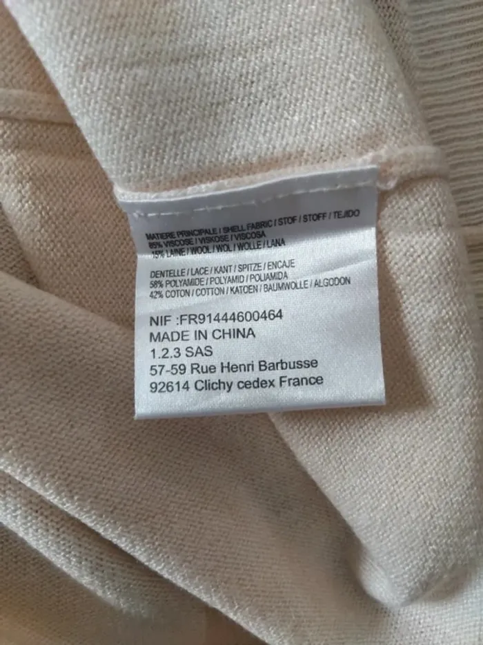 Blouse manches 3/4 dentellées 123t 42 - photo numéro 10