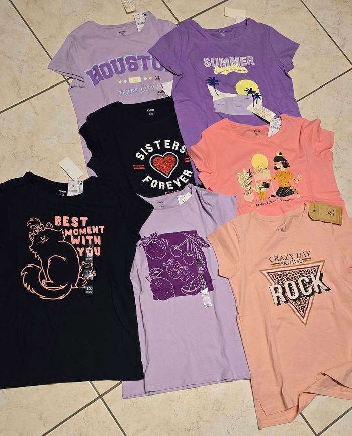 (Tous Neufs non portés) 🏷🥰🤩🩷 superbe lot Tee-shirts MC 12 ans fille 🥰🤩🩷 - photo numéro 2