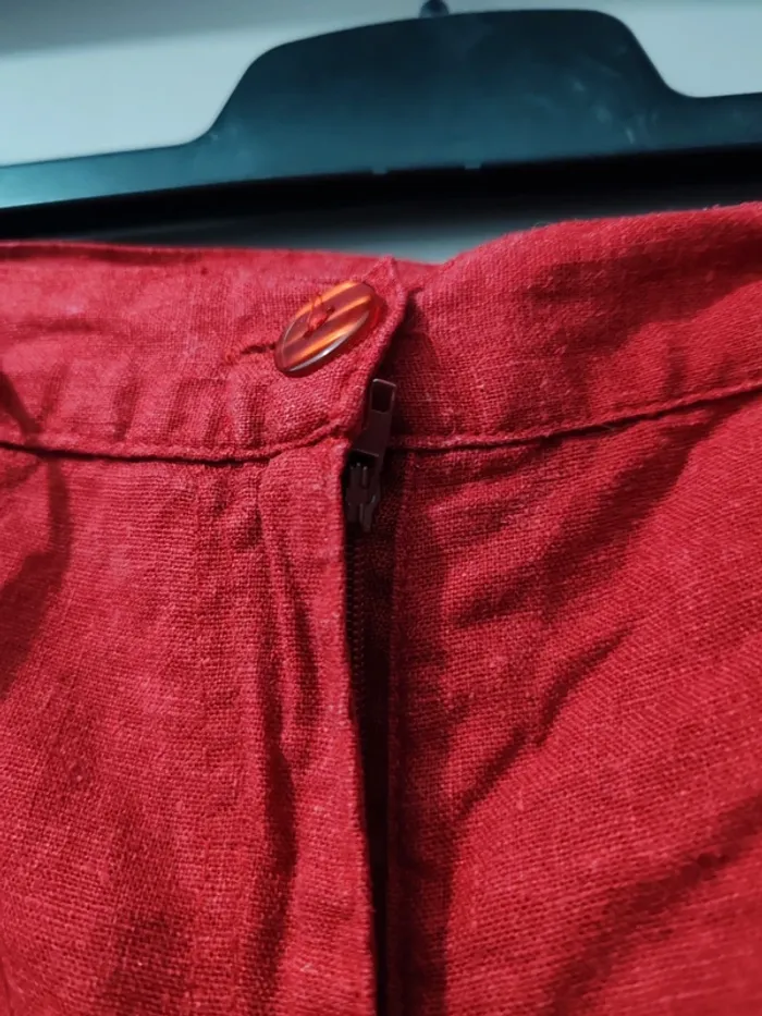 Pantalon rouge taille basse M été – lin & coton, léger et stylé 🌞 - photo numéro 4