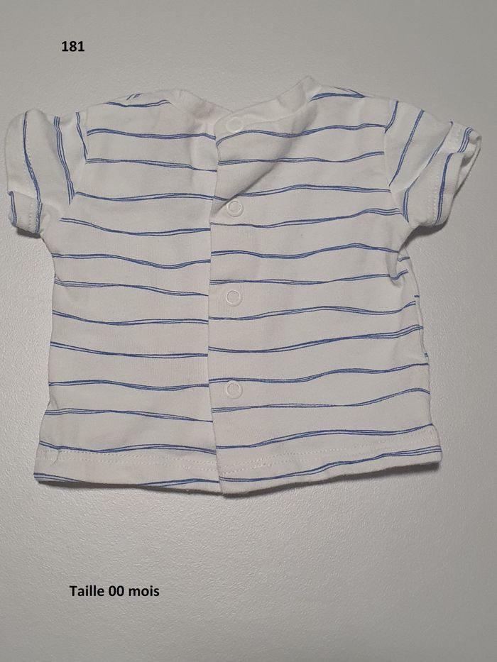 Tee shirt blanc et bleu Taille 00 mois - photo numéro 2