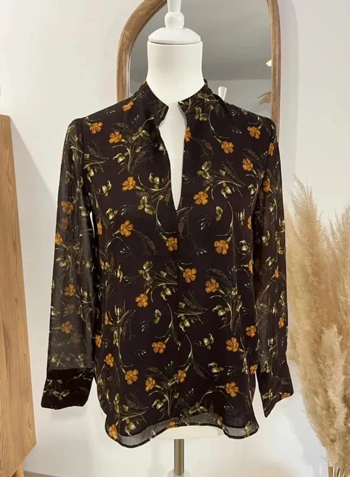 Blouse fleurie noire Mango - photo numéro 2