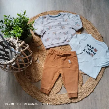 🐻 Lot x3 Pièces Bébé 9-12 Mois – C&A 🌿 Confort & Style Mixte – Très Bon État