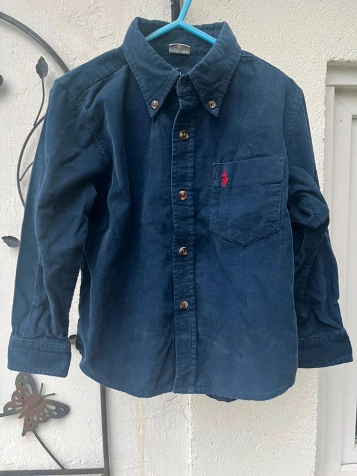 Chemise en velours bleu marine
