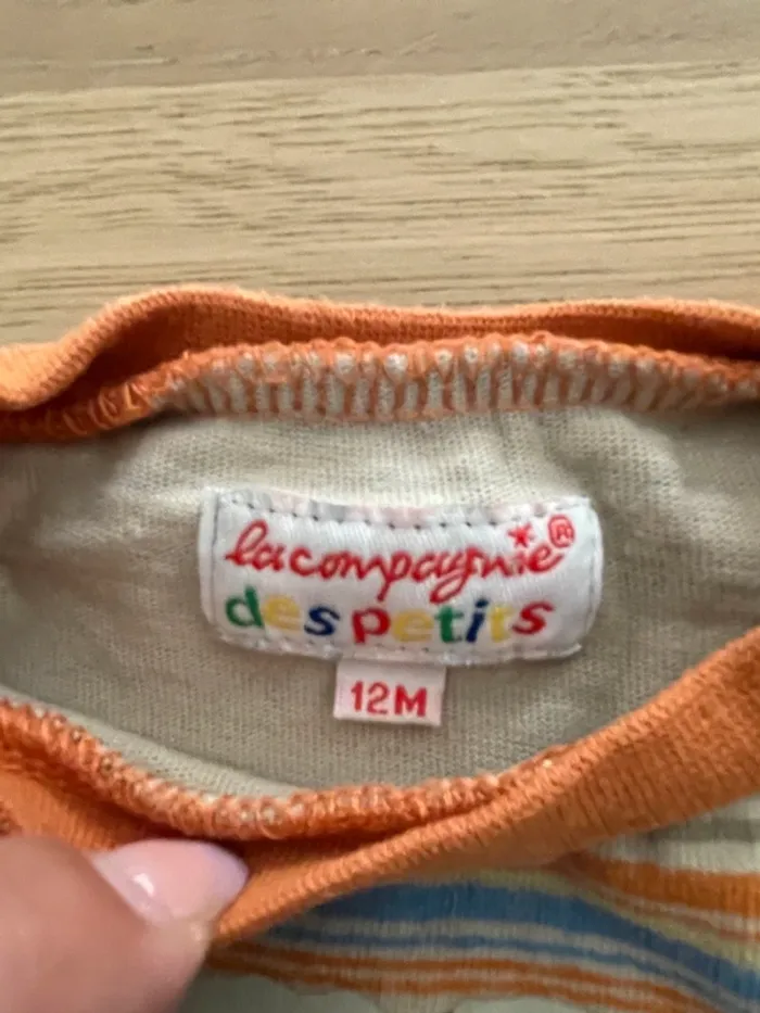 T-shirt manches longues marrons et à rayures La compagnie des petits 12 mois - photo numéro 2