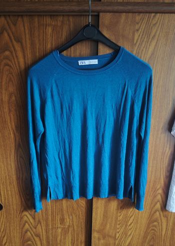 Pull bleu canard col rond et manche longue taille L