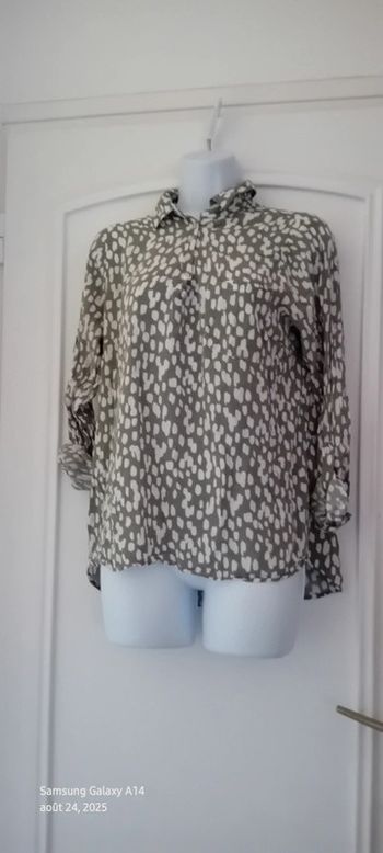 Blouse manches longues ajustables avec poche imprimé tâches kaki femme 44 gemo