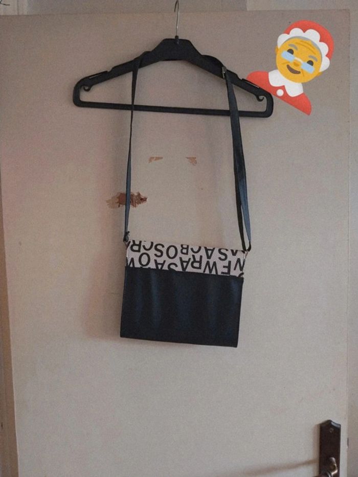 Sac bandouillaire mixte noir / beige - photo numéro 2