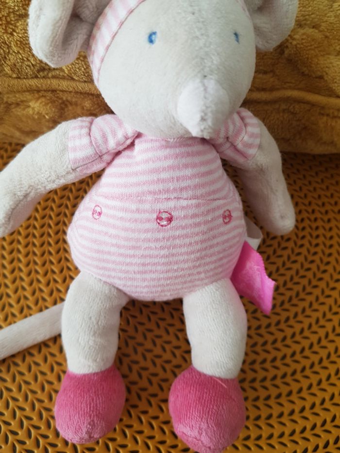 Peluche hochet souris rose - photo numéro 2