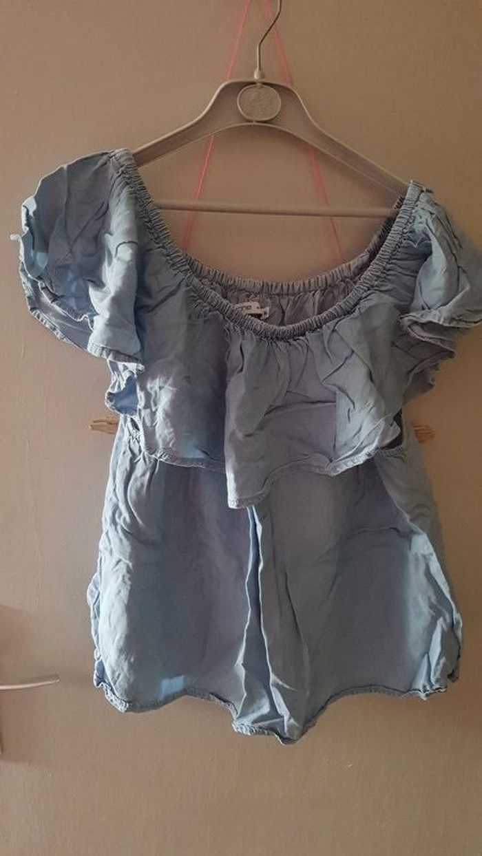 haut femme été. bleu jean. taille XL. Gémo