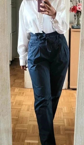 Pantalon bleu marine Taille M Zara Taille haute