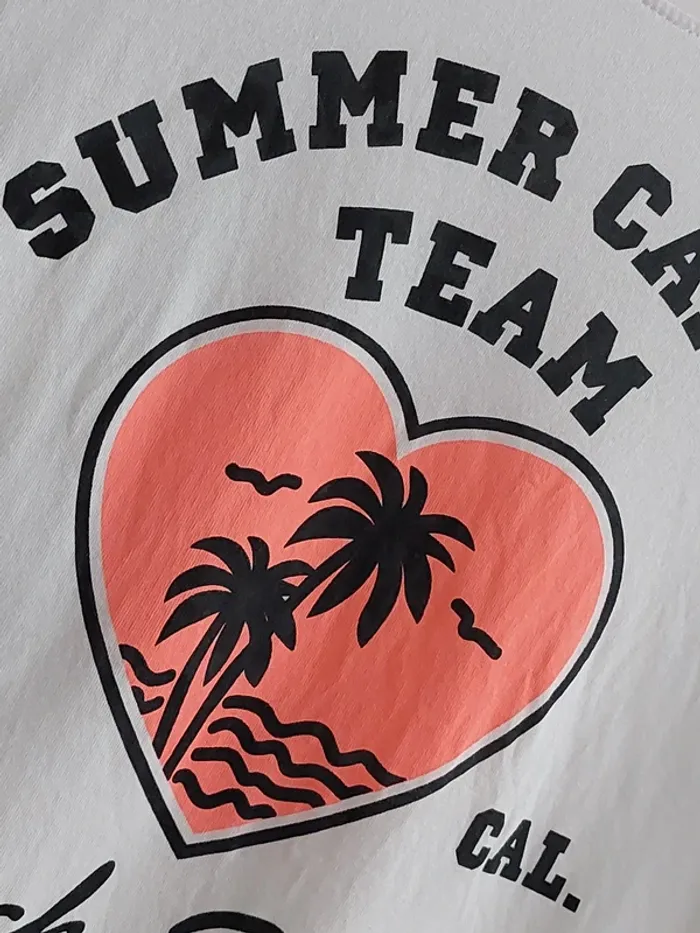 T-shirt Blanc Imprimé d'Été - photo numéro 2