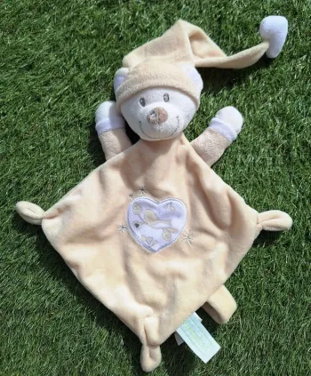 Doudou plat Ours attache-tétine / Prémaman