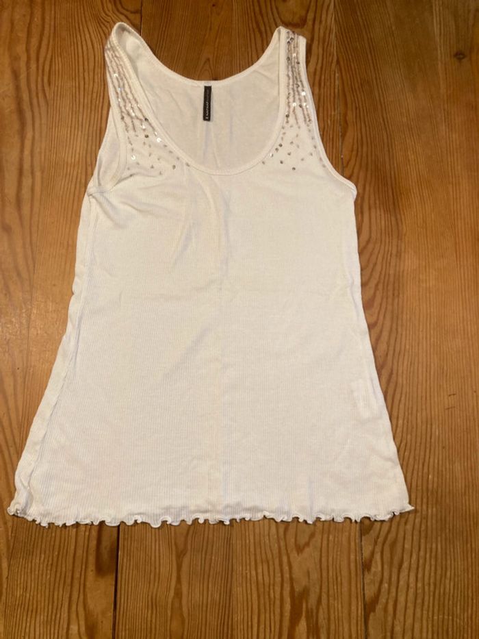 Débardeur blanc Naf Naf avec sequins - photo numéro 4