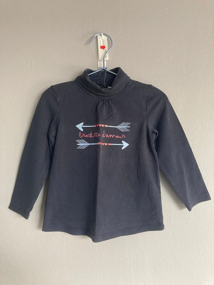 T-shirt manches longues fille 23 mois (86 cm) Tape à l’œil – Bleu marine, très bon état