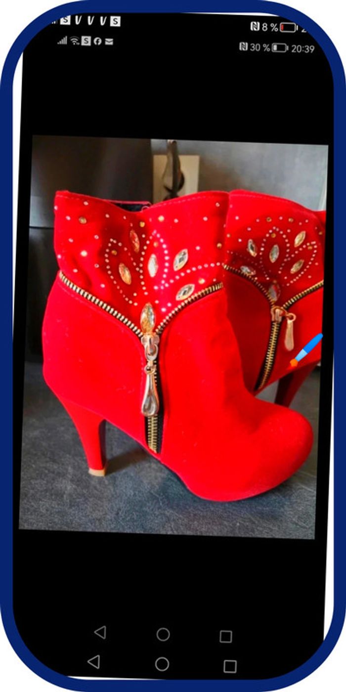 superbe bottine rouge neuve taille 36 - photo numéro 2