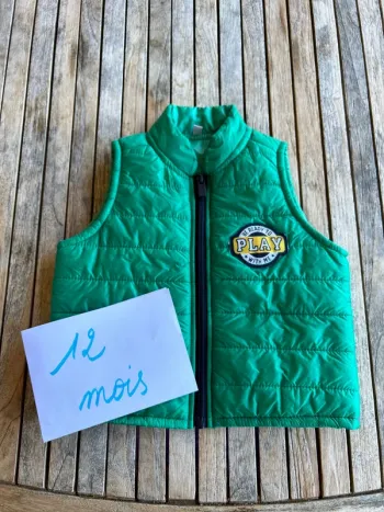 Doudoune sans manche verte - 12 mois