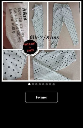 Pantalon / jogging h&m 7/8ans fille