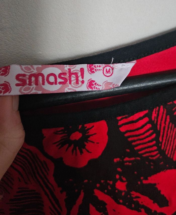 T-shirt rouge et noir Smash taille M - photo numéro 3