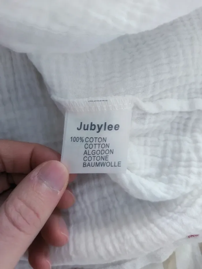 Blouse blanche en gaze de coton à cœurs rouges - Jubylee S/M - photo numéro 4