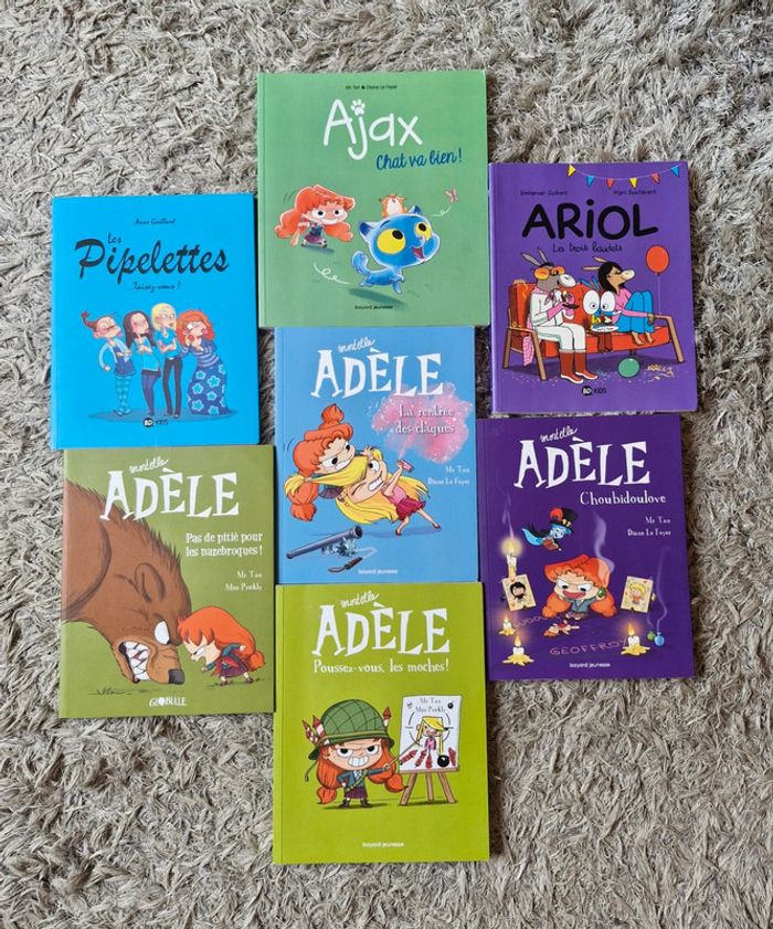 Lot de 7 Livres Mortelle Adèle  Ajax Ariol Les Pipelettes