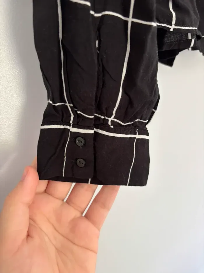 Chemise noir à carreaux blanc Mango Taille XS - photo numéro 4