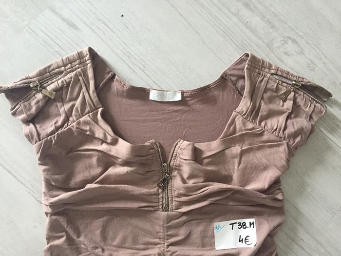 298-Haut marron/taupe « show girl » T 38 -M - photo numéro 4