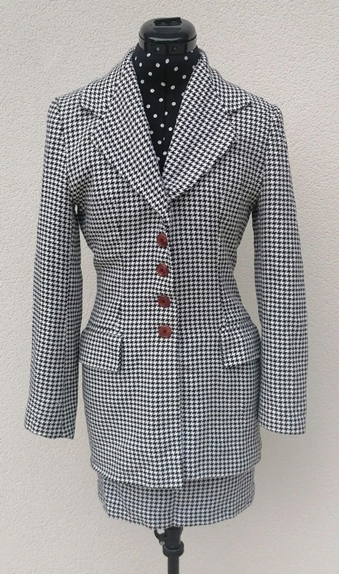 Veste / blazer noir blanc pied de poule Taille S La City - photo numéro 2