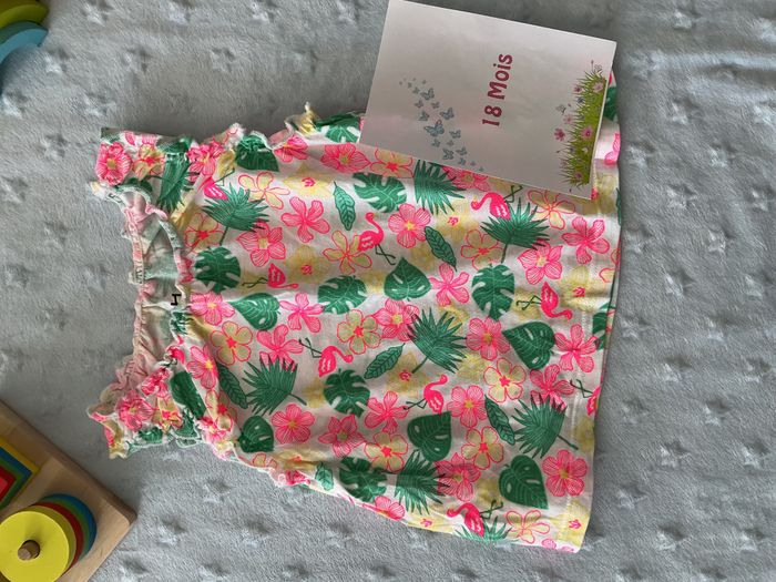 teeshirt débardeur blanc fleuri la halle 18 mois - photo numéro 3